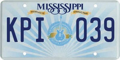 MS license plate KPI039