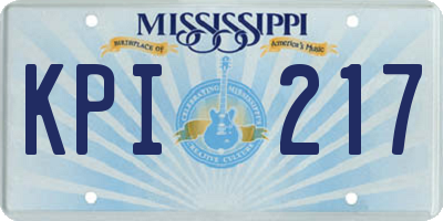 MS license plate KPI217