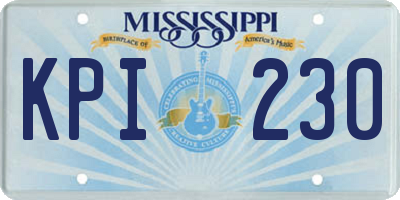 MS license plate KPI230