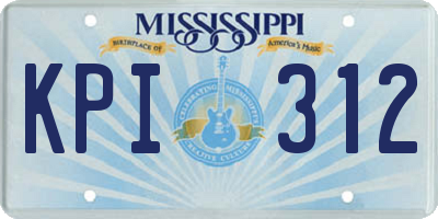 MS license plate KPI312