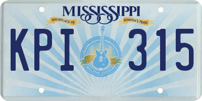 MS license plate KPI315