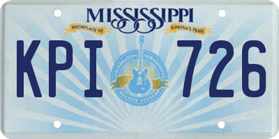 MS license plate KPI726
