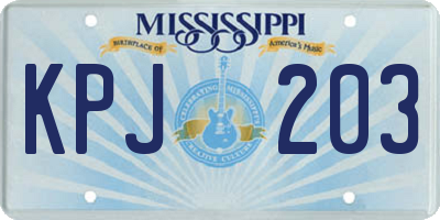 MS license plate KPJ203