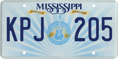 MS license plate KPJ205