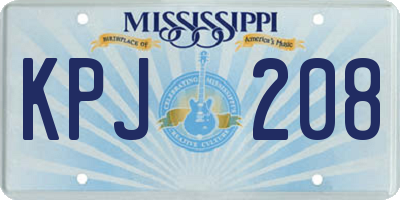 MS license plate KPJ208