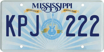 MS license plate KPJ222