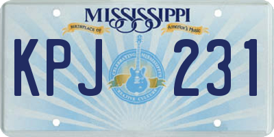 MS license plate KPJ231