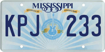 MS license plate KPJ233