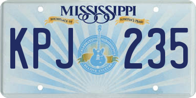 MS license plate KPJ235
