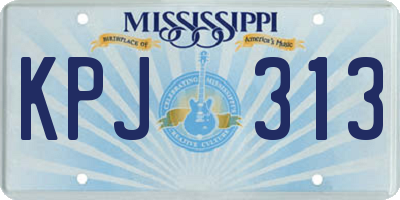 MS license plate KPJ313
