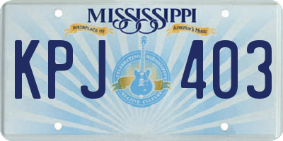MS license plate KPJ403