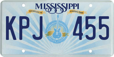 MS license plate KPJ455