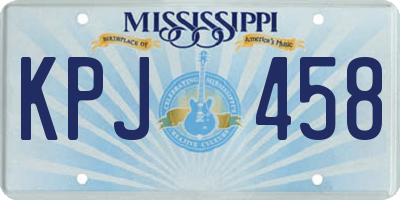 MS license plate KPJ458