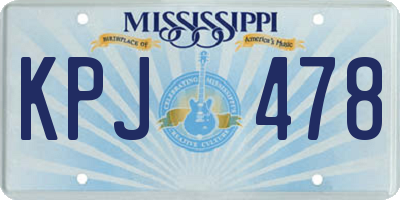 MS license plate KPJ478