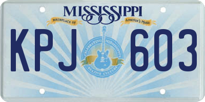 MS license plate KPJ603