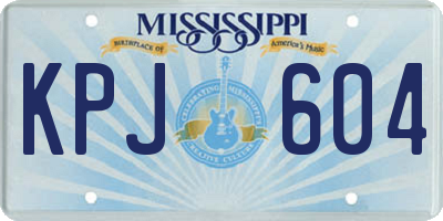 MS license plate KPJ604