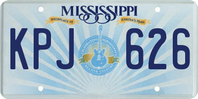 MS license plate KPJ626