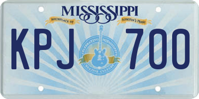 MS license plate KPJ700