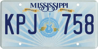 MS license plate KPJ758