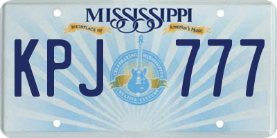 MS license plate KPJ777