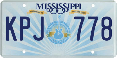 MS license plate KPJ778