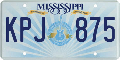 MS license plate KPJ875