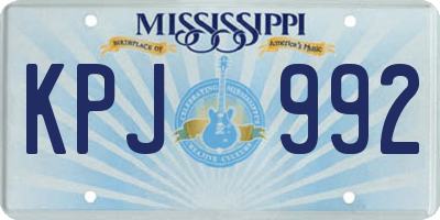 MS license plate KPJ992