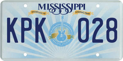 MS license plate KPK028