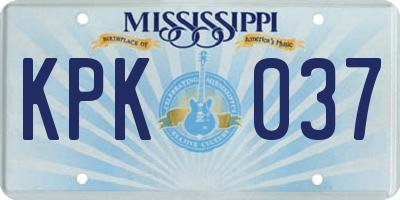 MS license plate KPK037