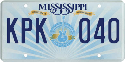 MS license plate KPK040