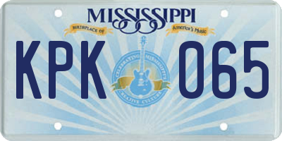 MS license plate KPK065