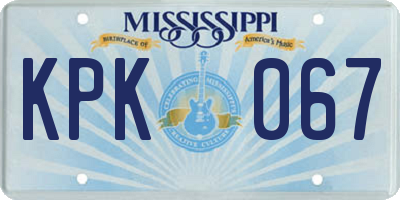 MS license plate KPK067