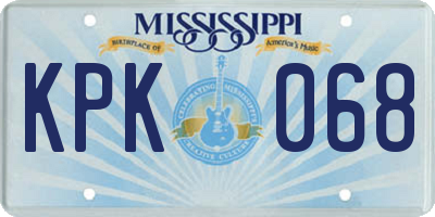 MS license plate KPK068