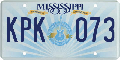MS license plate KPK073