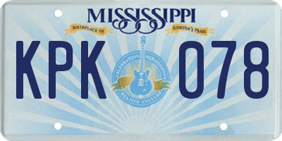 MS license plate KPK078