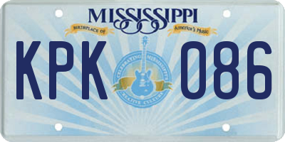 MS license plate KPK086