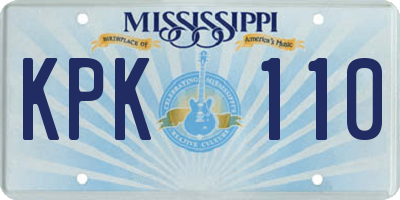 MS license plate KPK110