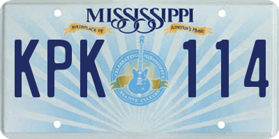 MS license plate KPK114