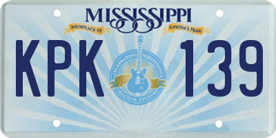 MS license plate KPK139