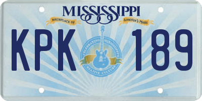 MS license plate KPK189