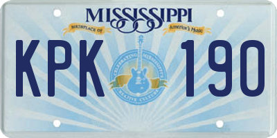 MS license plate KPK190