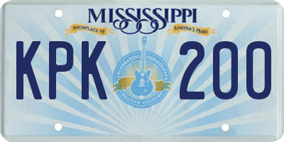 MS license plate KPK200