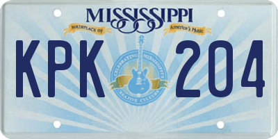 MS license plate KPK204