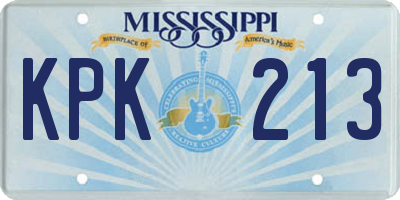 MS license plate KPK213