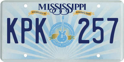 MS license plate KPK257