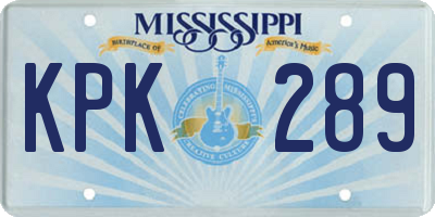 MS license plate KPK289