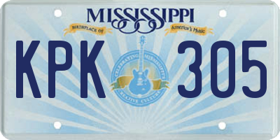 MS license plate KPK305