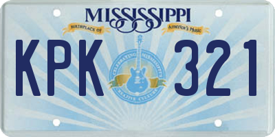 MS license plate KPK321