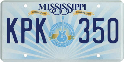 MS license plate KPK350