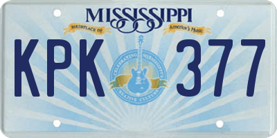 MS license plate KPK377